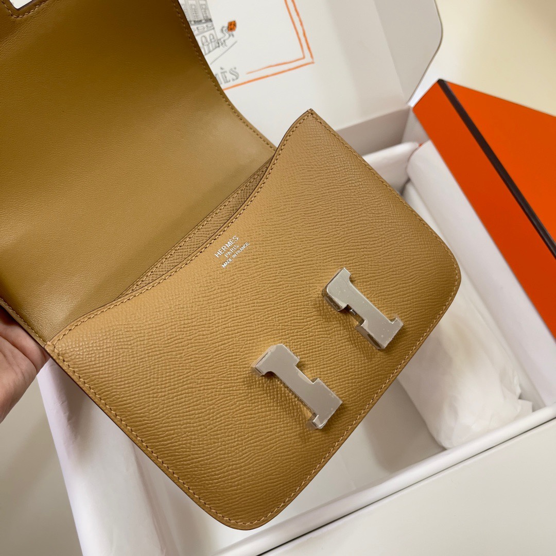 Hermes Constance 18 Mini Shoulder Bag In Sesame Epsom Leather